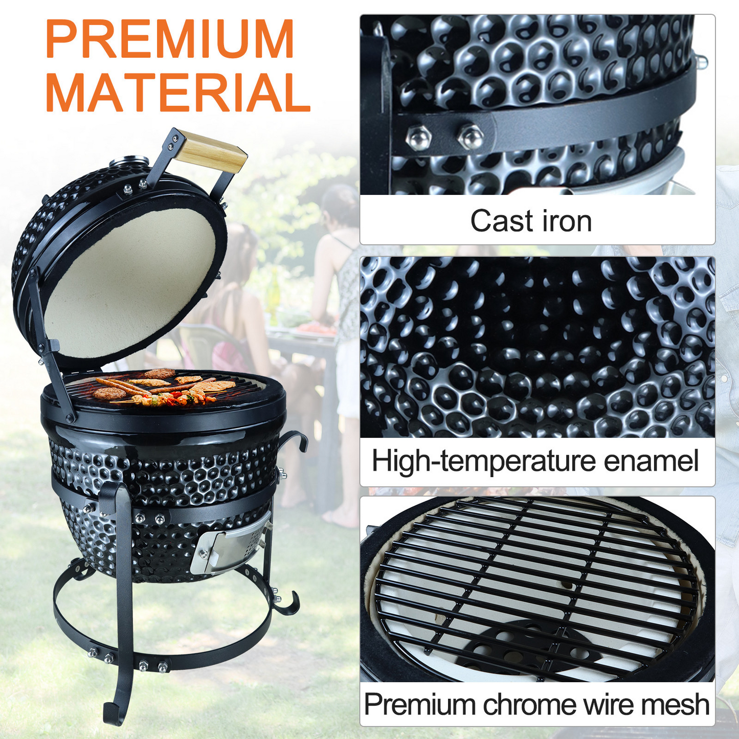 Outsunny Ceramic Kamado BBQ Grill Smoker Oven Charcoal BBQ Japanese Egg Barbecue