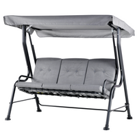 Outsunny 3 Seater Garden Swing Seat Outdoor Swing Chairs Thick Padded Seat Hammock Canopy Porch Patio Bench - Grey