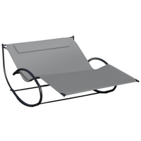 Outsunny Double Hammock Chair Sun Lounger Outdoor Patio Garden Swing Rock Seat Grey