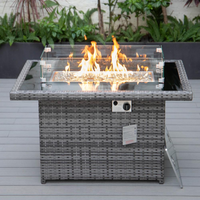 Mace Wicker Patio Modern Propane Fire Pit Table