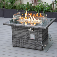 Mace Wicker Patio Modern Propane Fire Pit Table