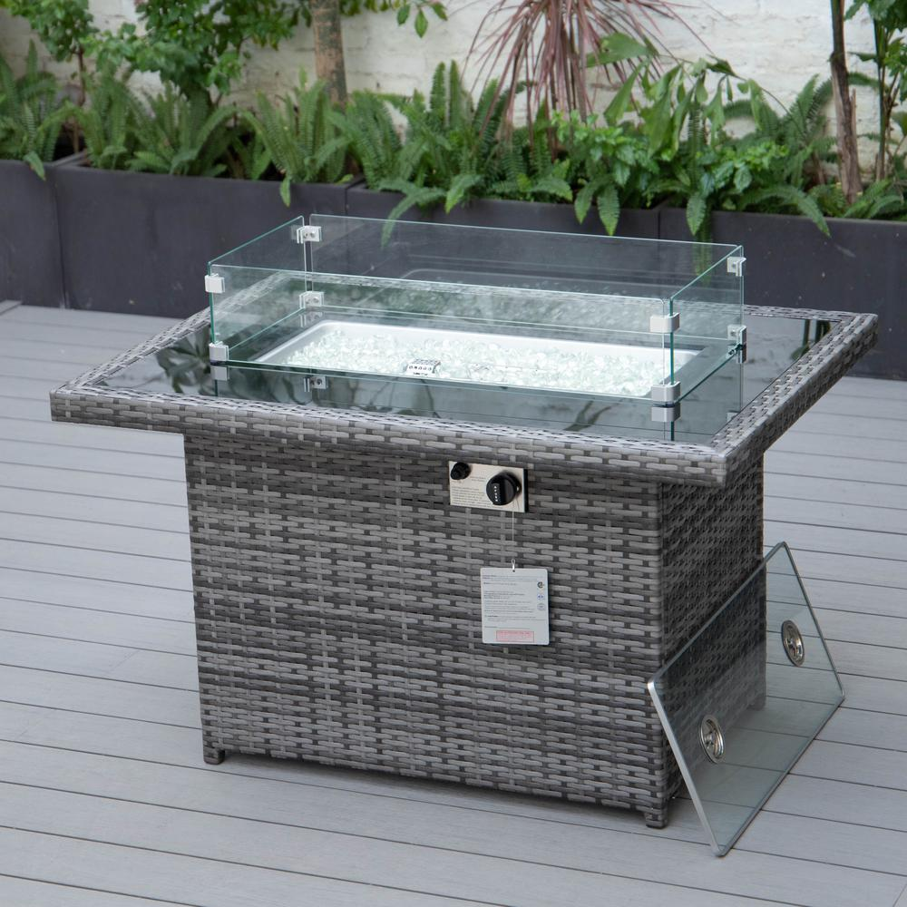 Mace Wicker Patio Modern Propane Fire Pit Table