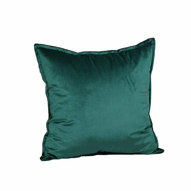 Luxury Velvet Green Cushion Cover - Double-Sided Print, 45x45 cm, Square Shape