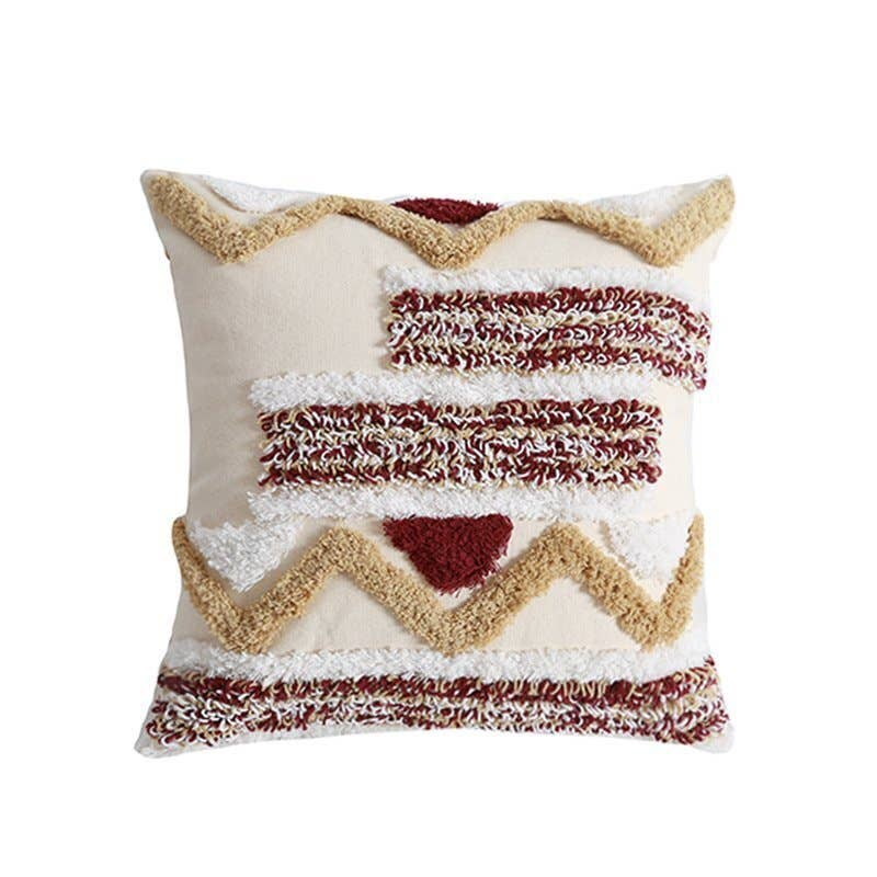 Bohemian Red Cushion Cover - Skye | Square Throw Pillow | 100% Polyester