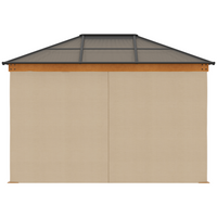 Outsunny 3 x 3.6 m Hardtop Gazebo Canopy with Polycarbonate Roof, Aluminium and Steel Frame, Nettings and Sidewalls for Garden, Patio, Khaki