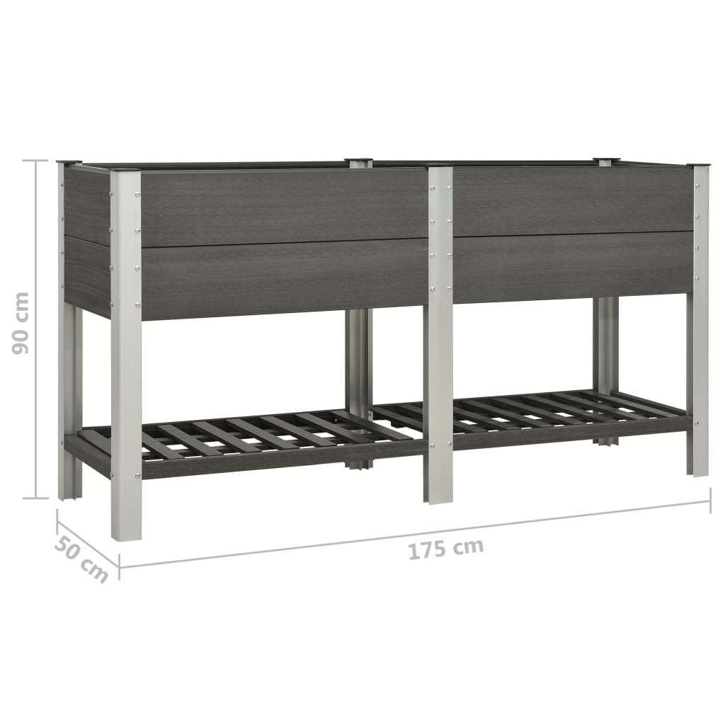 vidaXL Garden Raised Bed with Shelf 175x50x90 cm WPC Grey