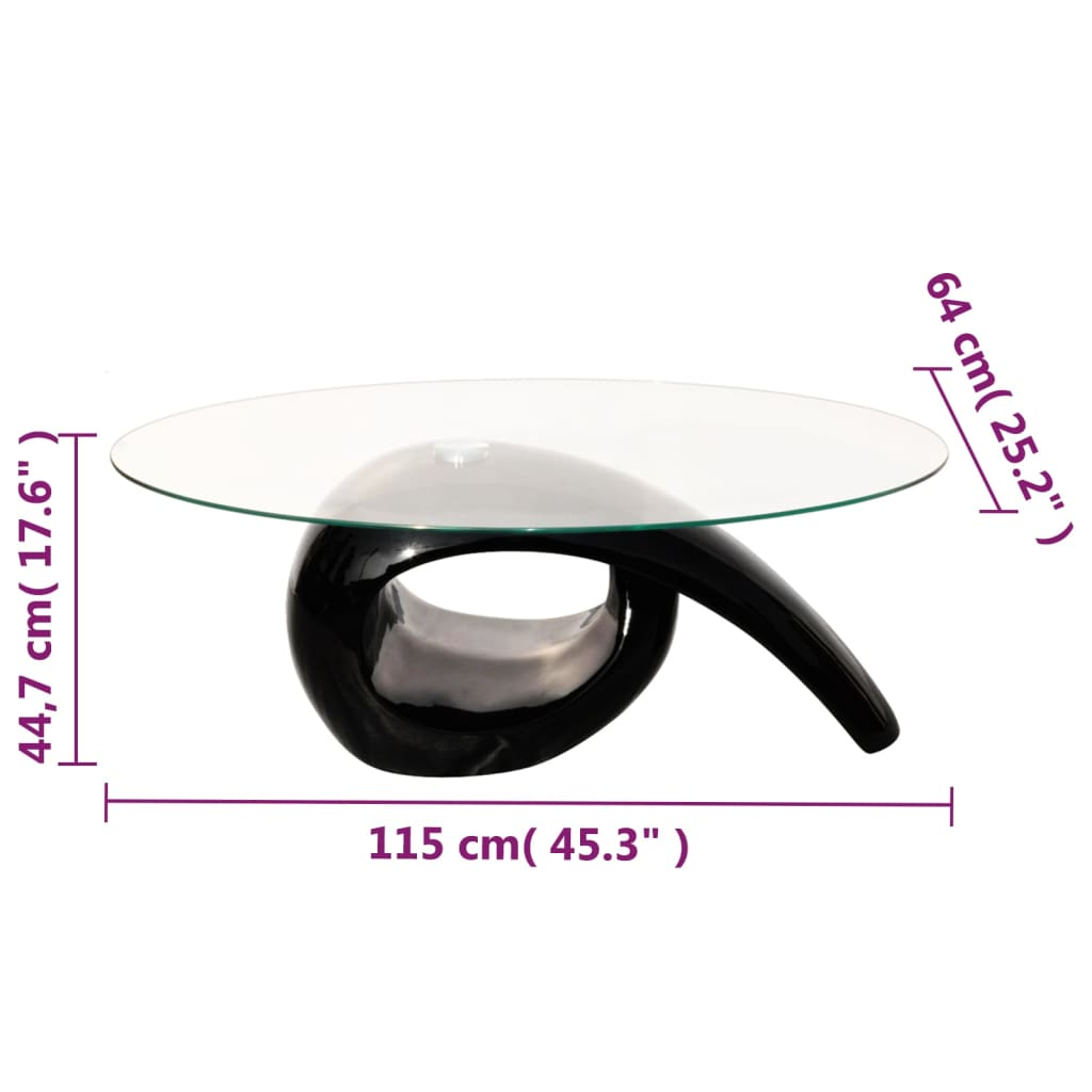 vidaXL Coffee Table with Oval Glass Top High Gloss Black - Elegant and Functional