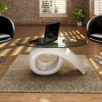 vidaXL Coffee Table with Oval Glass Top High Gloss White