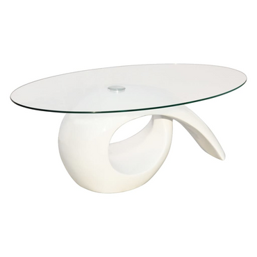 vidaXL Coffee Table with Oval Glass Top High Gloss White