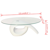 vidaXL Coffee Table with Oval Glass Top High Gloss White