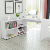 vidaXL Corner Desk with 4 Shelves - White | Modern Office Furniture