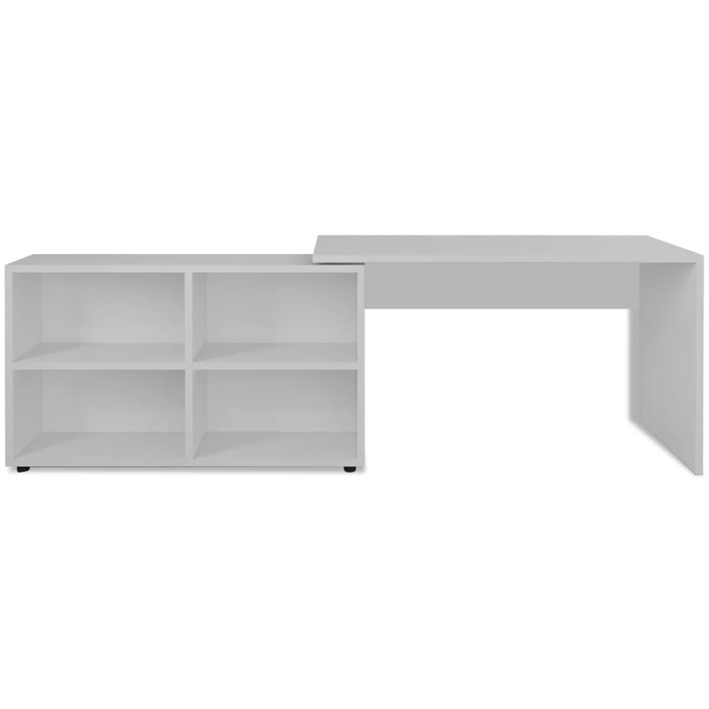 vidaXL Corner Desk with 4 Shelves - White | Modern Office Furniture