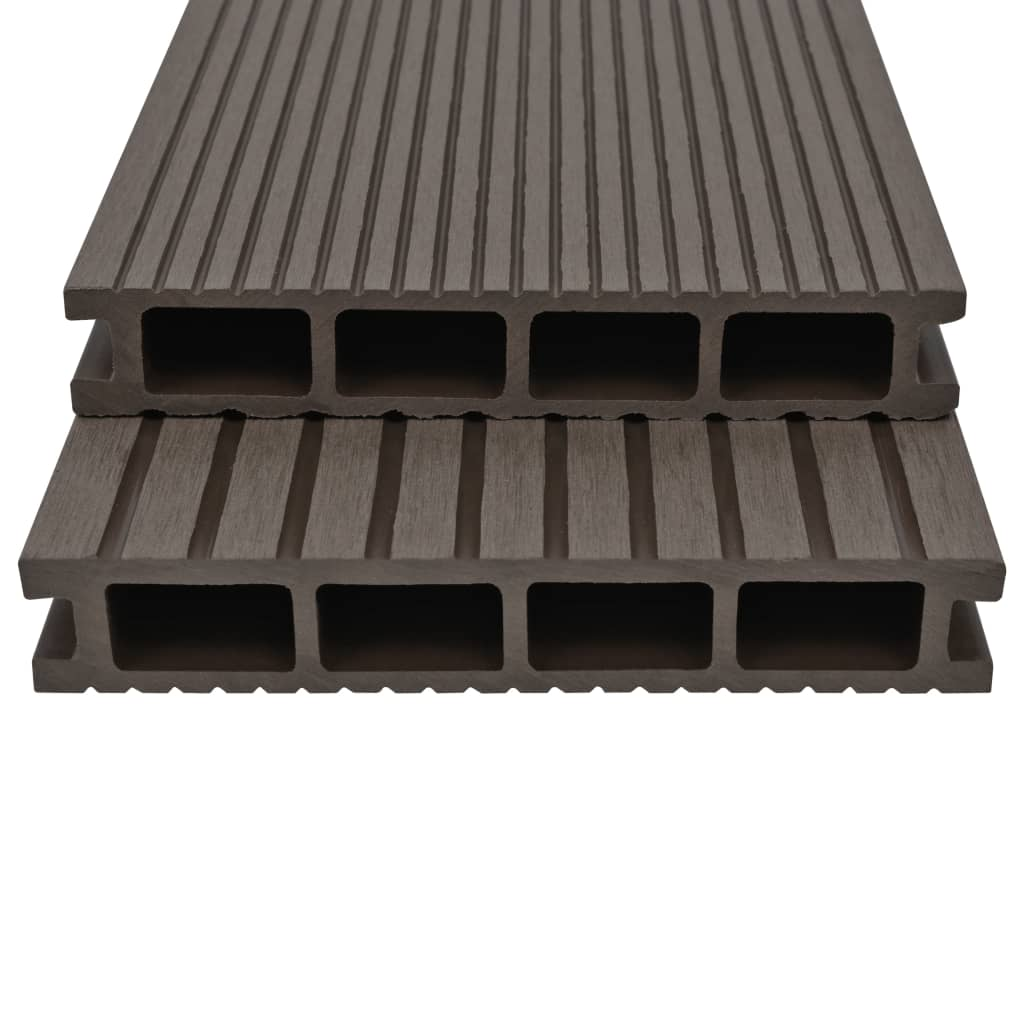 vidaXL WPC Hollow Decking Boards with Accessories 30m² 2.2m Dark Brown