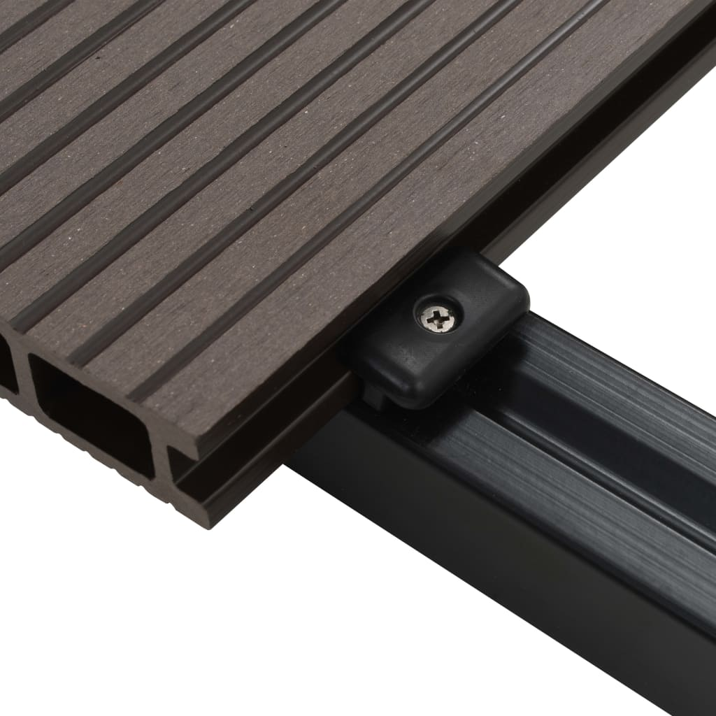 vidaXL WPC Hollow Decking Boards with Accessories - Dark Brown