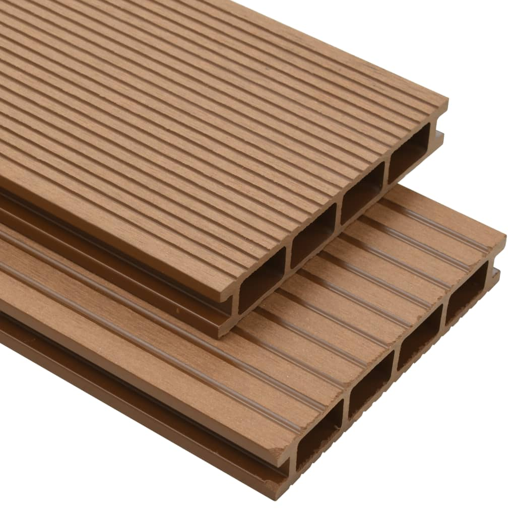 vidaXL WPC Hollow Decking Boards with Accessories - 30 m², 2.2 m Teak | Durable & Stylish Outdoor Deck