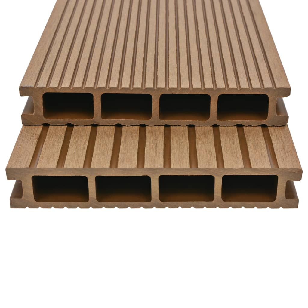 vidaXL WPC Hollow Decking Boards with Accessories - 30 m², 2.2 m Teak | Durable & Stylish Outdoor Deck