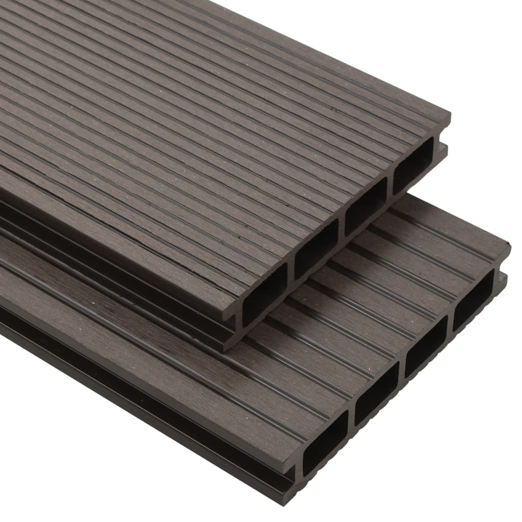 vidaXL WPC Hollow Decking Boards with Accessories 16m² 2.2m Dark Brown