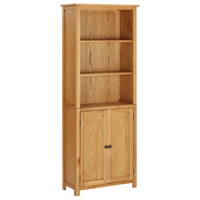 vidaXL Bookcase with 2 Doors - Solid Oak Wood - 70x30x180 cm