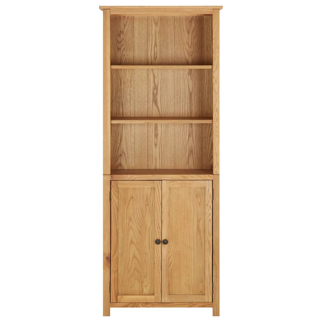 vidaXL Bookcase with 2 Doors - Solid Oak Wood - 70x30x180 cm