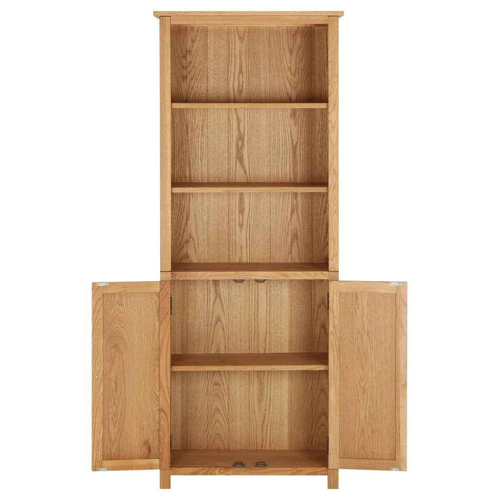 vidaXL Bookcase with 2 Doors - Solid Oak Wood - 70x30x180 cm