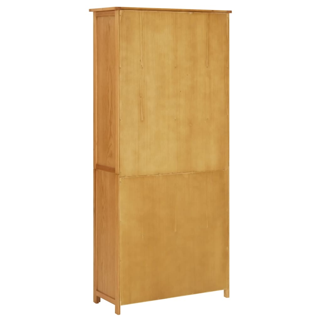 vidaXL Bookcase with 4 Doors - Solid Oak Wood and Glass