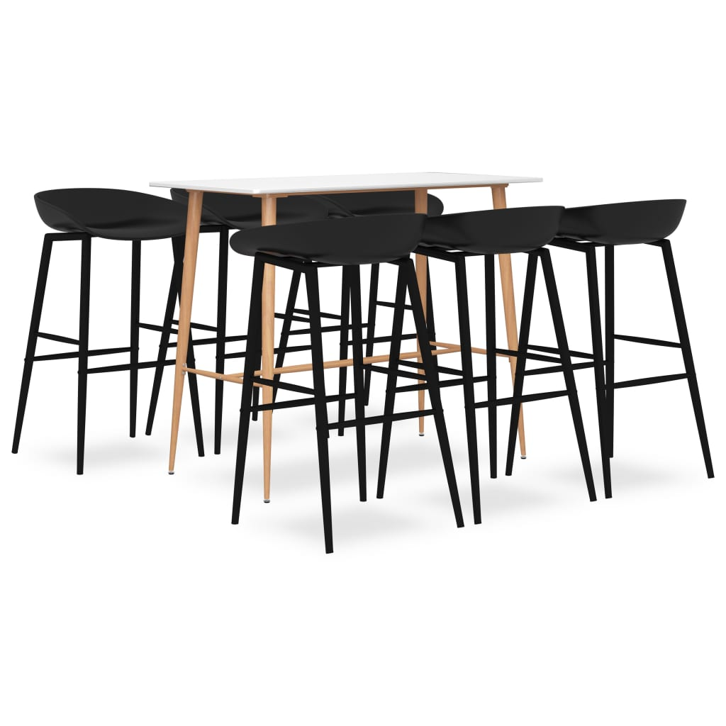 vidaXL 7 Piece Bar Set White and Black - Modern and Contemporary Design