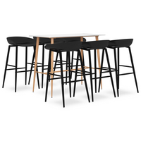 vidaXL 7 Piece Bar Set White and Black - Modern and Contemporary Design