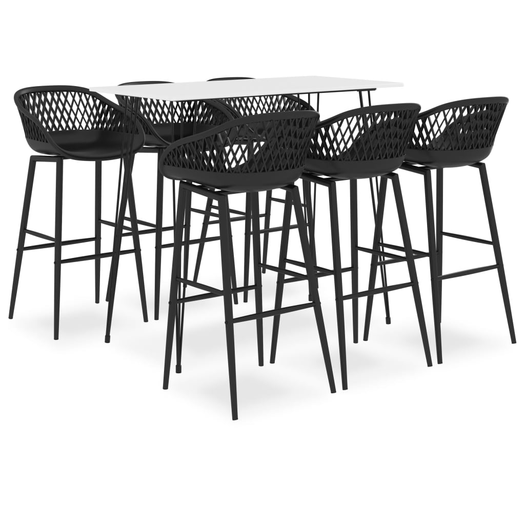 vidaXL 7 Piece Bar Set White and Black - Modern Design for Home, Garden, Bar, Pub, or Restaurant