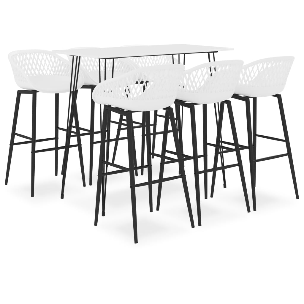 vidaXL 7 Piece Bar Set White - Modern Design for Home, Garden, Bar, Pub or Restaurant