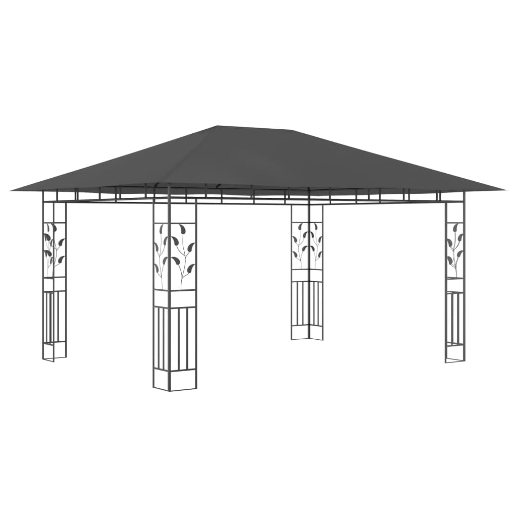 vidaXL Gazebo with Mosquito Net & LED String Lights 4x3x2.73m Anthracite