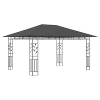 vidaXL Gazebo with Mosquito Net & LED String Lights 4x3x2.73m Anthracite