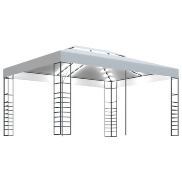 vidaXL Gazebo with LED String Lights 4x3x2.7 m White