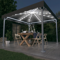 vidaXL Gazebo with LED String Lights - 300x300 cm Anthracite Aluminium