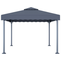 vidaXL Gazebo with LED String Lights - 300x300 cm Anthracite Aluminium