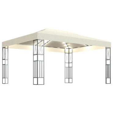 vidaXL Gazebo with LED String Lights 3x4 m Cream Fabric - Outdoor Living Space Upgrade