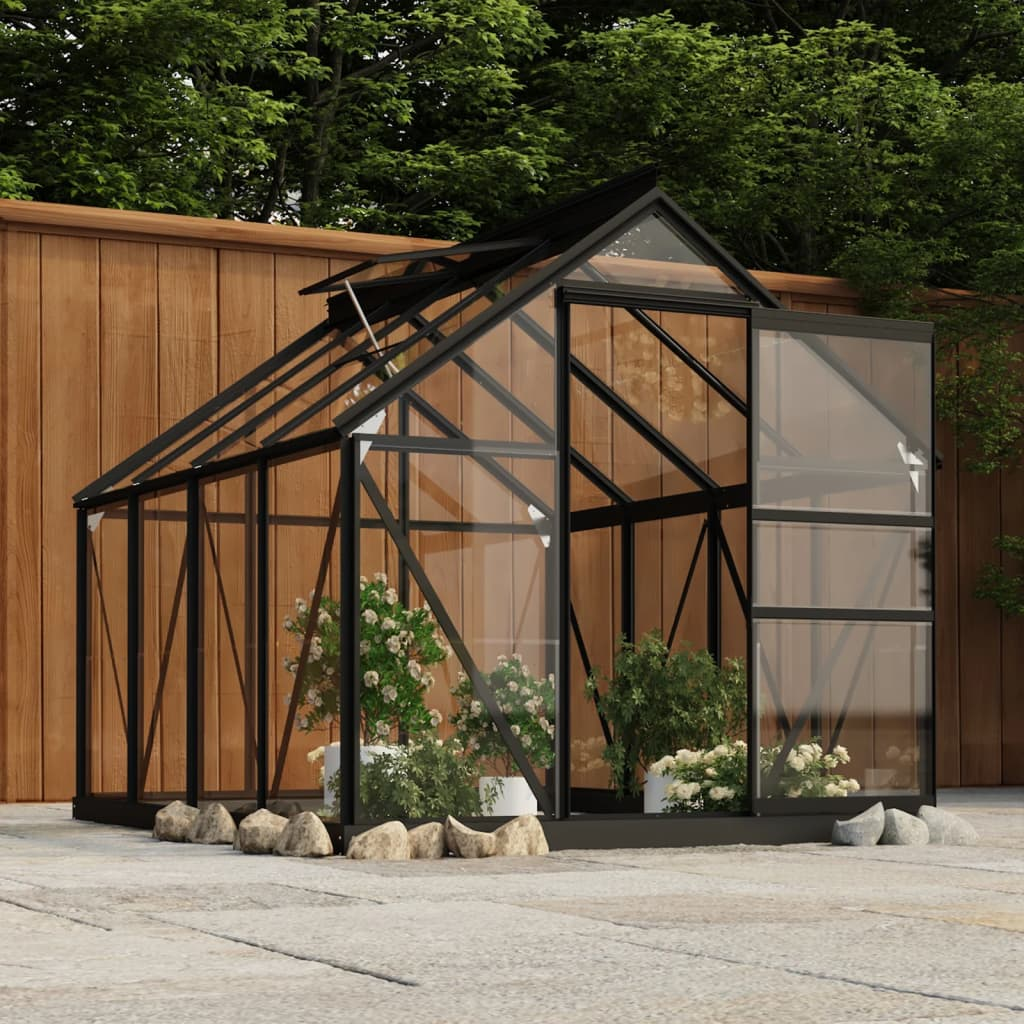 vidaXL Glass Greenhouse Anthracite 155x200.5x191 cm Aluminium