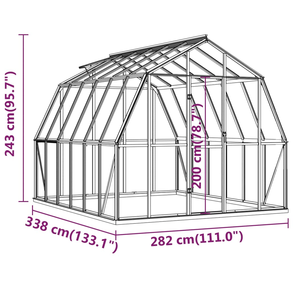 vidaXL Greenhouse with Base Frame Anthracite 9.53 m² Aluminium