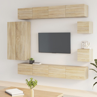 vidaXL 8 Piece TV Cabinet Set Sonoma Oak | Engineered Wood | Ample Storage Space