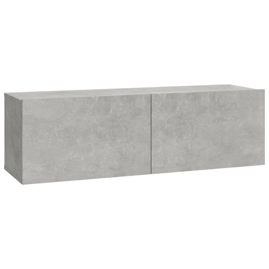 vidaXL 8 Piece TV Cabinet Set Concrete Grey Engineered Wood - Ample Storage Space, Wall-Mounted Design