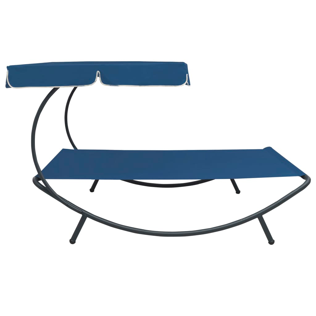 vidaXL Outdoor Lounge Bed with Canopy Blue