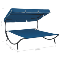 vidaXL Outdoor Lounge Bed with Canopy Blue