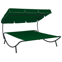 vidaXL Outdoor Lounge Bed with Canopy Green - Relax in Style