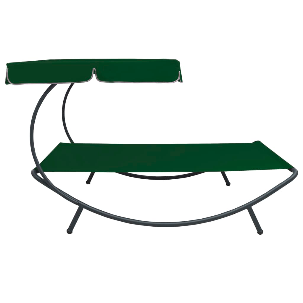 vidaXL Outdoor Lounge Bed with Canopy Green - Relax in Style