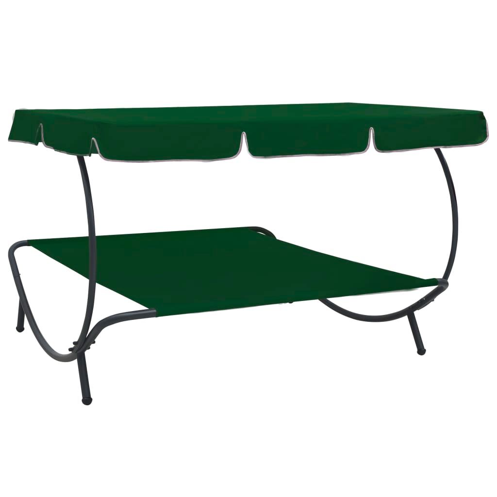 vidaXL Outdoor Lounge Bed with Canopy Green - Relax in Style