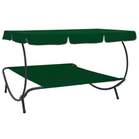 vidaXL Outdoor Lounge Bed with Canopy Green - Relax in Style