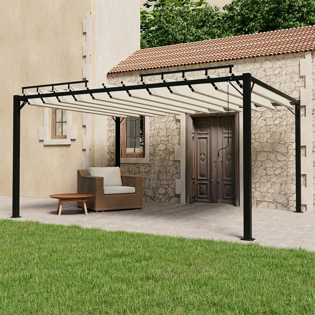 vidaXL Gazebo with Louvered Roof 3x4 m Cream Fabric and Aluminium