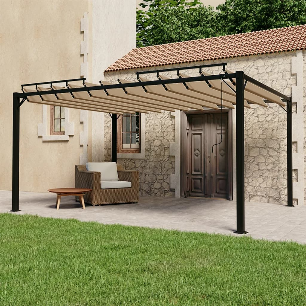 vidaXL Gazebo with Louvered Roof 3x4 m - Taupe Fabric and Aluminium