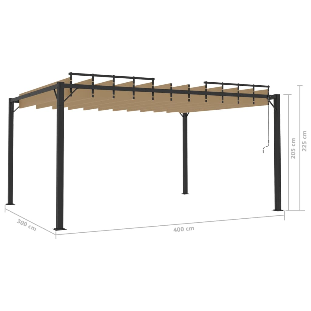 vidaXL Gazebo with Louvered Roof 3x4 m - Taupe Fabric and Aluminium