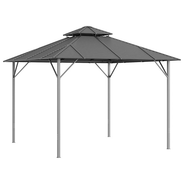 vidaXL Gazebo with Double Roof 3x3m Anthracite | Shade and Privacy for Outdoor Living Spaces