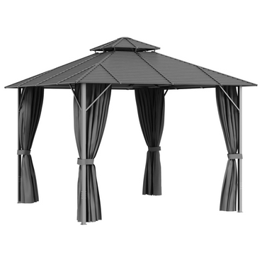 vidaXL Gazebo with Sidewalls & Double Roof 3x3m Anthracite | Outdoor Shade and Privacy